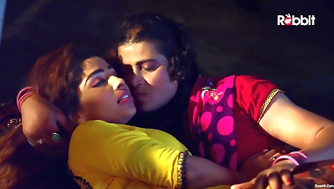 Robust threesome with all 7 ladies in lesbian outfit