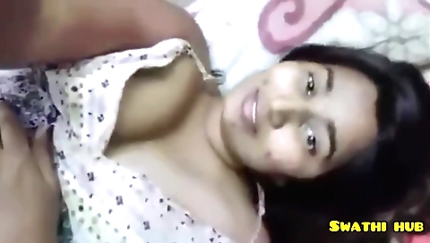 Amateur brunette 18+ with small tits makes out with a guy