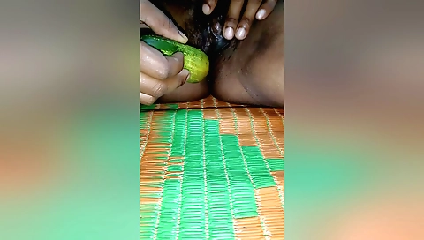 Indian girl with a hairy pussy is playing with a big dick