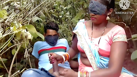 Indian brunette gets fucked in the jungle and in the house