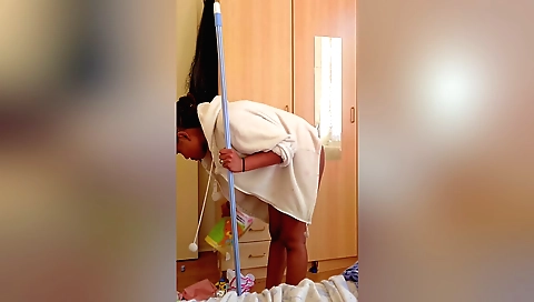 Brunette girl in lingerie takes off and masturbates