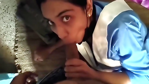 Indian brunette stepsister gets her big cock to her pussy