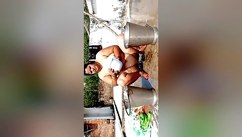 Indian hottie in the bathhouse and getting fucked outdoors