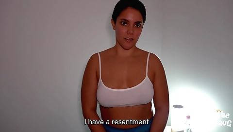 Big ass brunette milf in white lingerie in massage