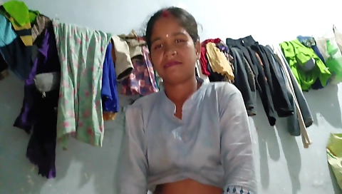 Indian girl with hairy pussy plays with husband's dick