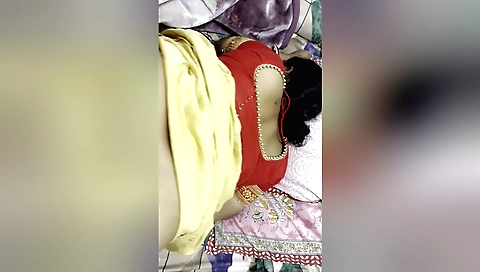 Indian brunette girl shows her stepsister and gets fucked