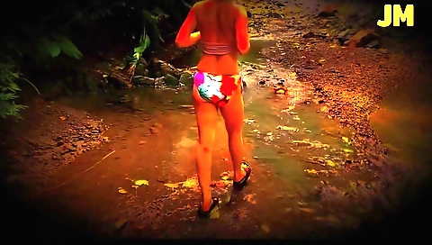 Indian girl and her lover have a romantic trip in the country