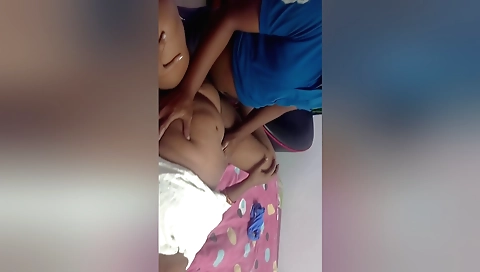 Indian teen gives blowjob and rides cock in a video