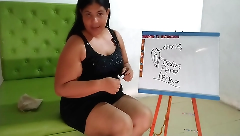 Latina talks and masturbates on a homemade solo video