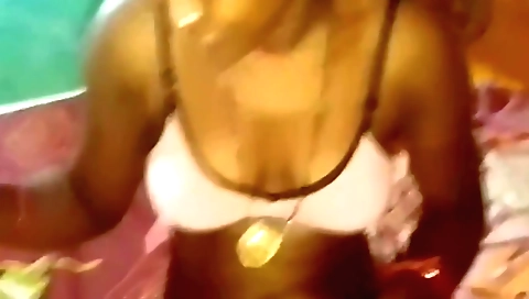 Hot solo female showing her natural boobs and a hairy pussy