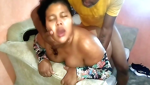 Amateur brunette gets handjob and then blowjob to his dick