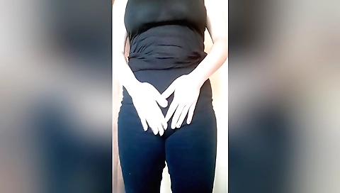 hairy brunette makes herself alone in her apartment