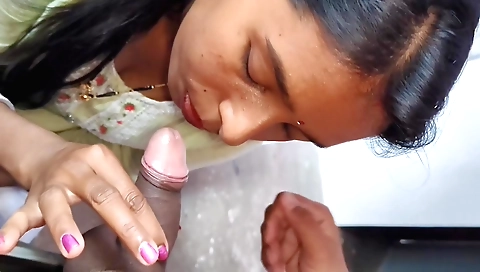 Indian stepsister with a big ass is licking my cock