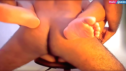 Busty amateur brunette hairy babe fucked on the chair