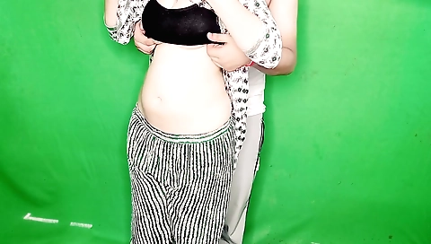 Indian girl with long hair shows off her body on webcam