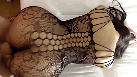 Amateur brunette hairy chick sucks and gets fucked