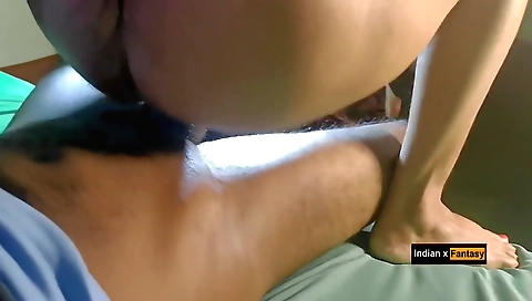 Indian brunette teen masturbating and riding her boyfriend's cock