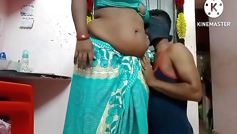 Indian lady gives a blowjob and receives a hard cock in her pussy