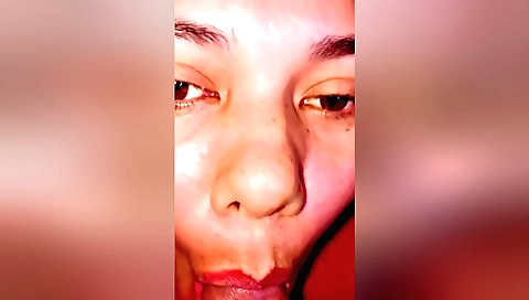 Stepmom is with her stepson and she is getting a nice facial