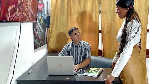 I fuck this horny brunette secretary in deepthroat pov