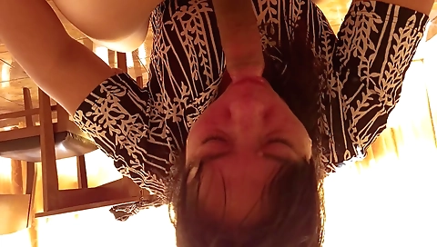 Indian brunette with big booty sucking his hard cock