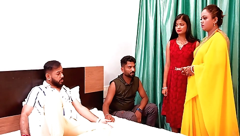 Busty brunette gets fucked by a guy and a friend 2