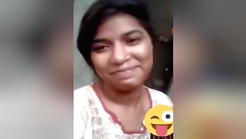 Brunette shows off her boobs with her hands when she's alone