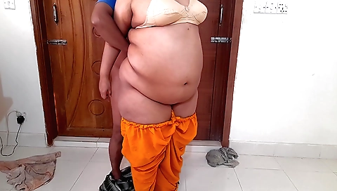 Indian stepmom cleaning bedroom with big titty video