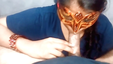 Indian teen girl suck a big cock and get her ass squeezed