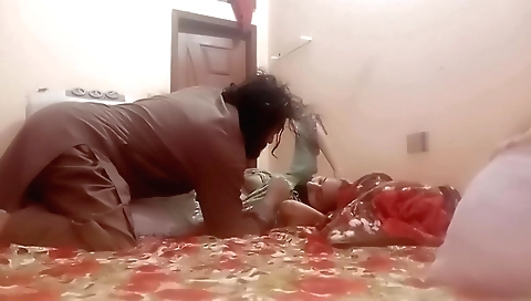 Brunette teen anal fucked in ass hole by two horny men