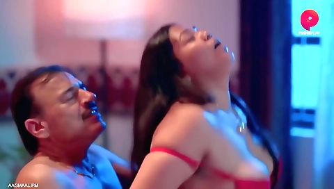 Chubby indian brunette is riding his cock in front