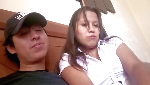 Amateur brunette with small tits fucks with her boyfriend